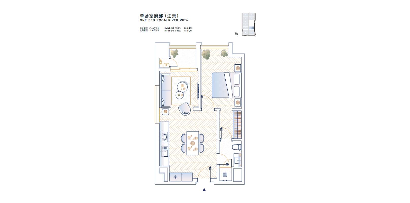 公寓一居室户型平面图